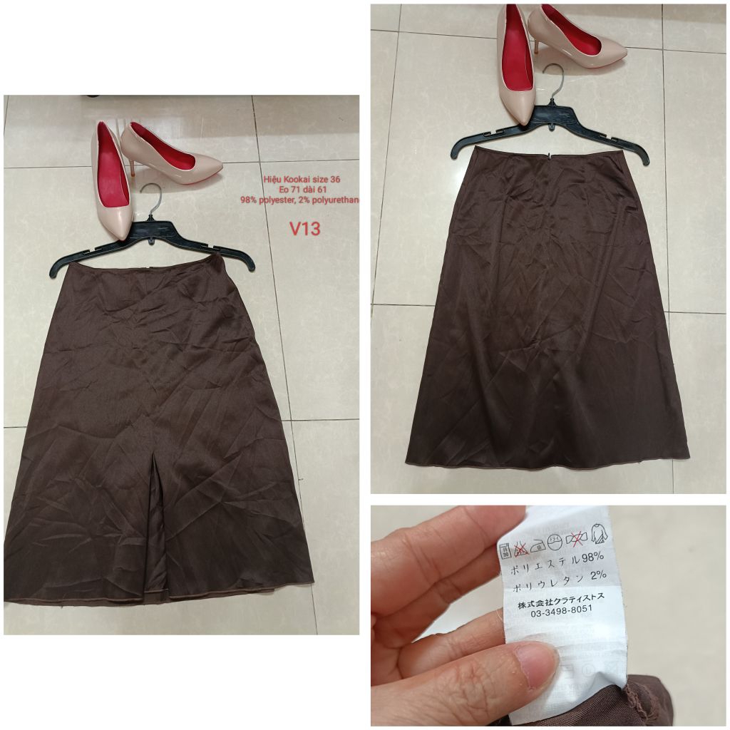 CV61#Chân Váy Midi Nâu Kookai Size 36 Váy Chữ A Công Sở Thanh Lịch Vải Mịn Hàng Đẹp