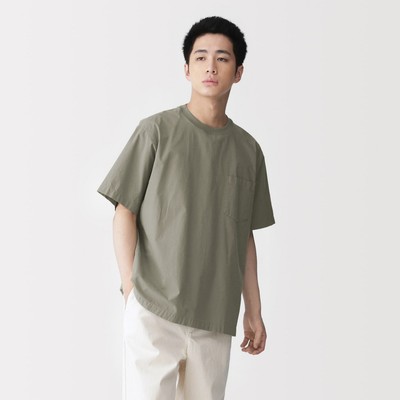 [26SS] MUJI Áo Sơ Mi Nam Vải Cool Touch Dệt Tay Ngắn