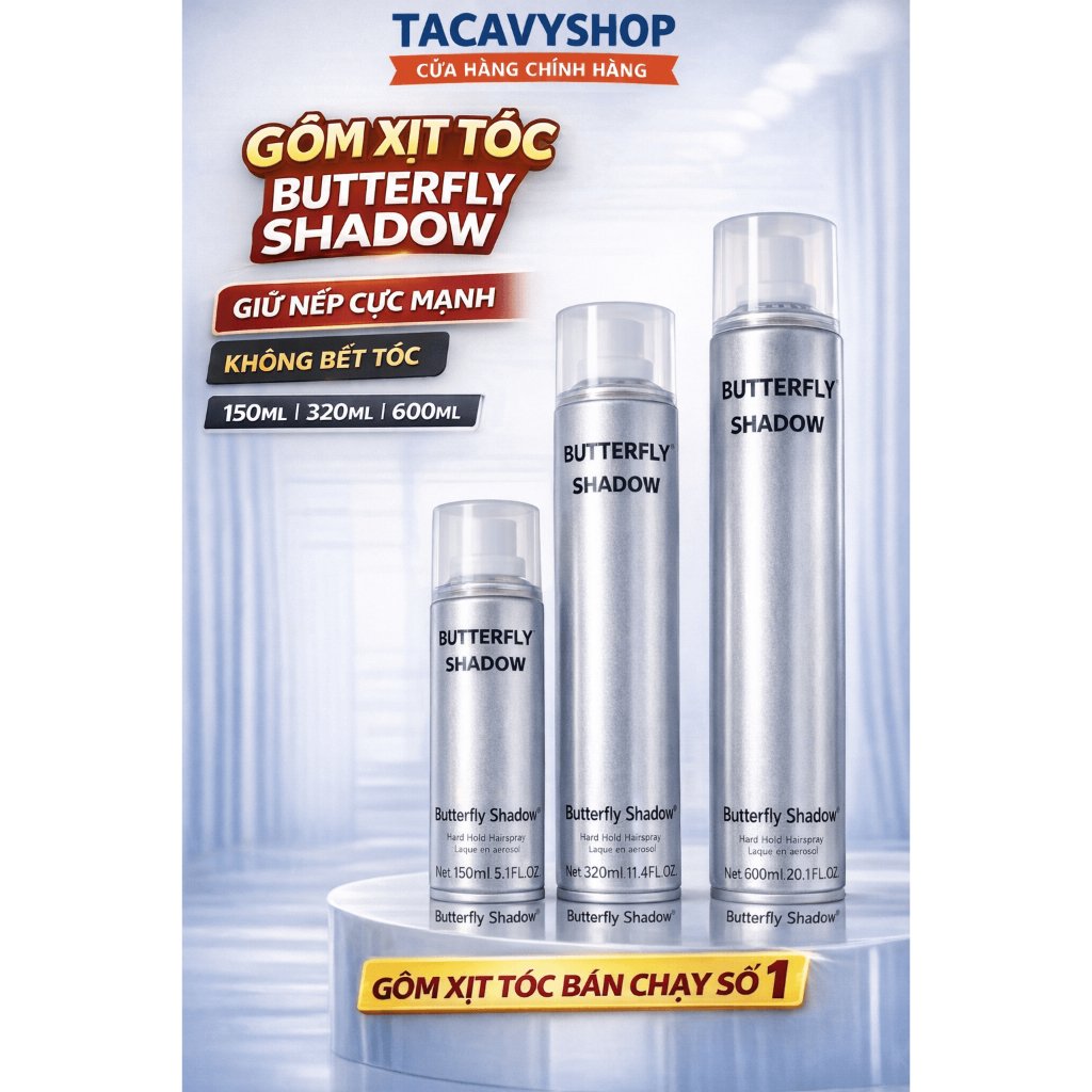 Gôm xịt tóc Butterfly Shadow 150ml 320ml 600ml Chính hãng,keo xịt tóc quốc dân, Gôm bạc giữ nếp tóc