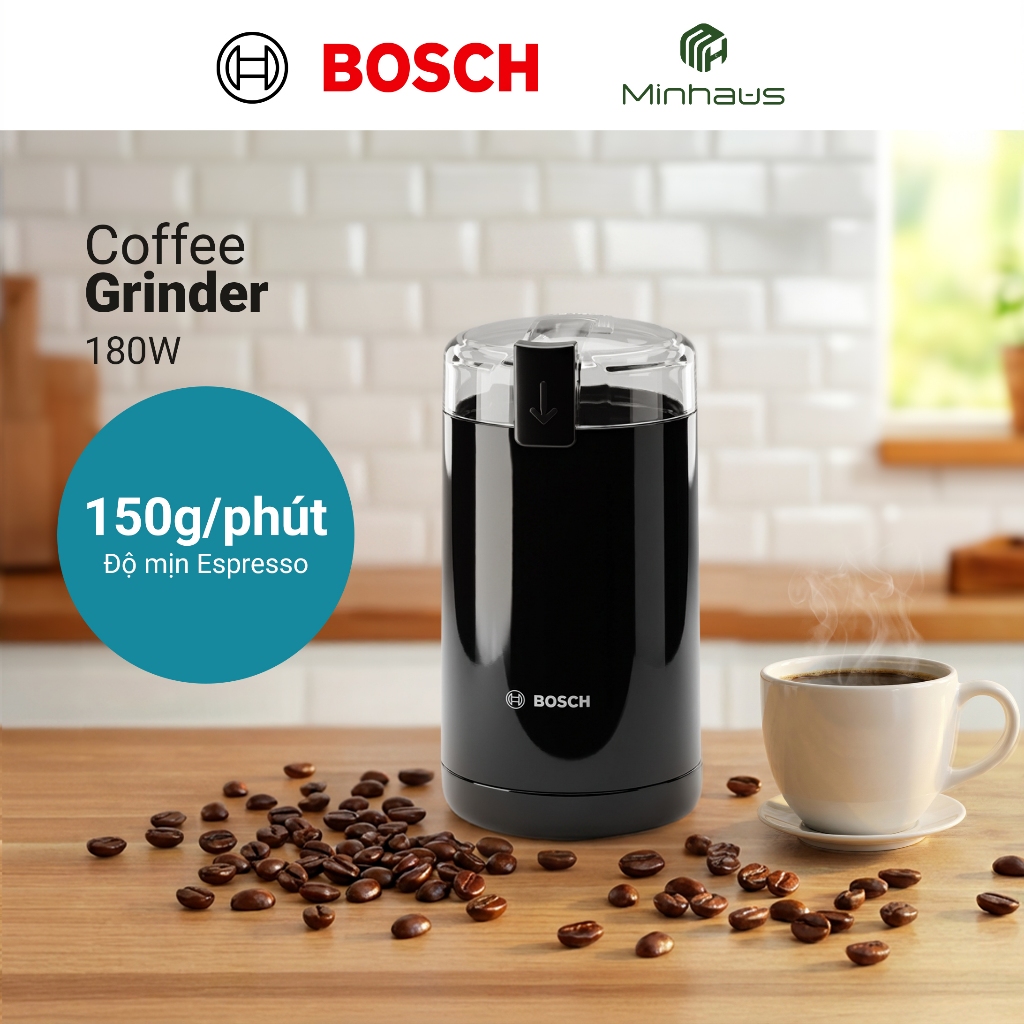 Máy Xay Cafe Cầm Tay Dùng Điện Bosch TSM6A013B Màu Đen, xay mịn hiệu quả, tiết kiệm thời gian - Hàng Chính Hãng