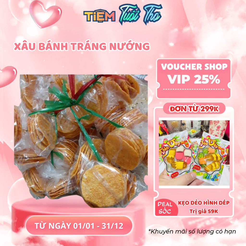 Xâu bánh tráng nướng tuổi thơ gồm 5 bịch, nước chấm me - Tiệm tuổi thơ