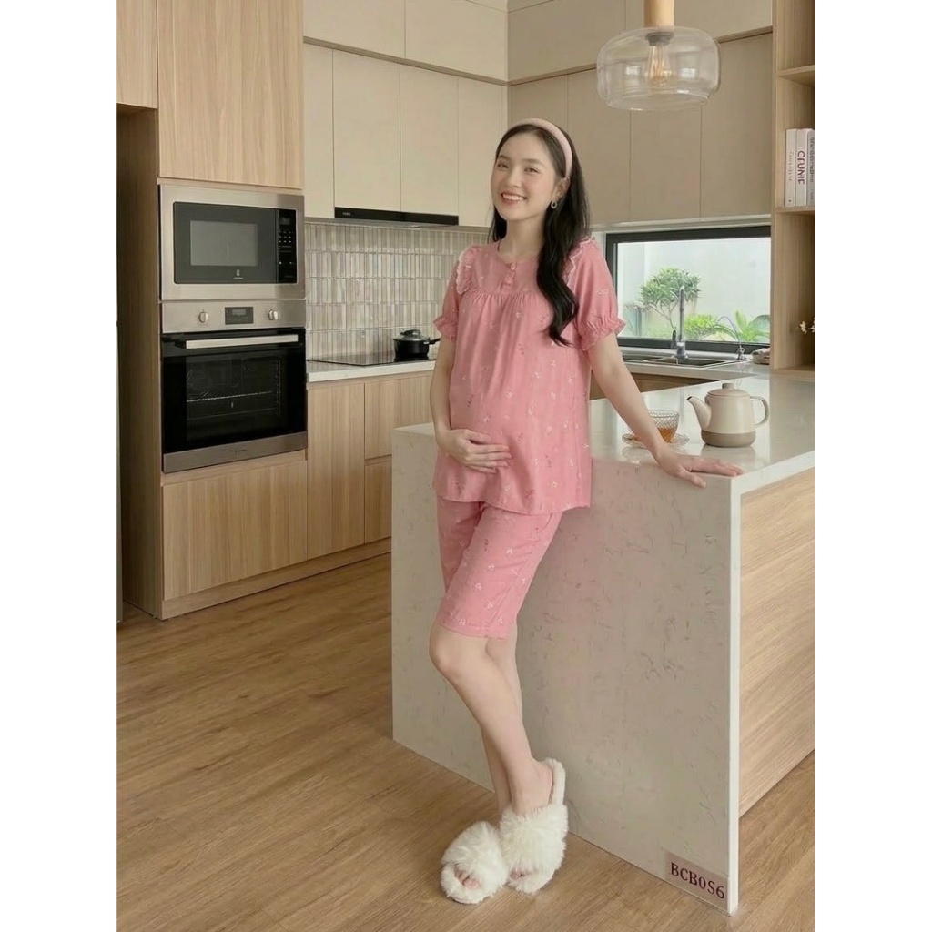 Đồ bộ bầu và sau sinh Mum's Shop BCB056 Bộ đũi xinh xắn, mát nhẹ, có khóa mở cho bé ti sau sinh
