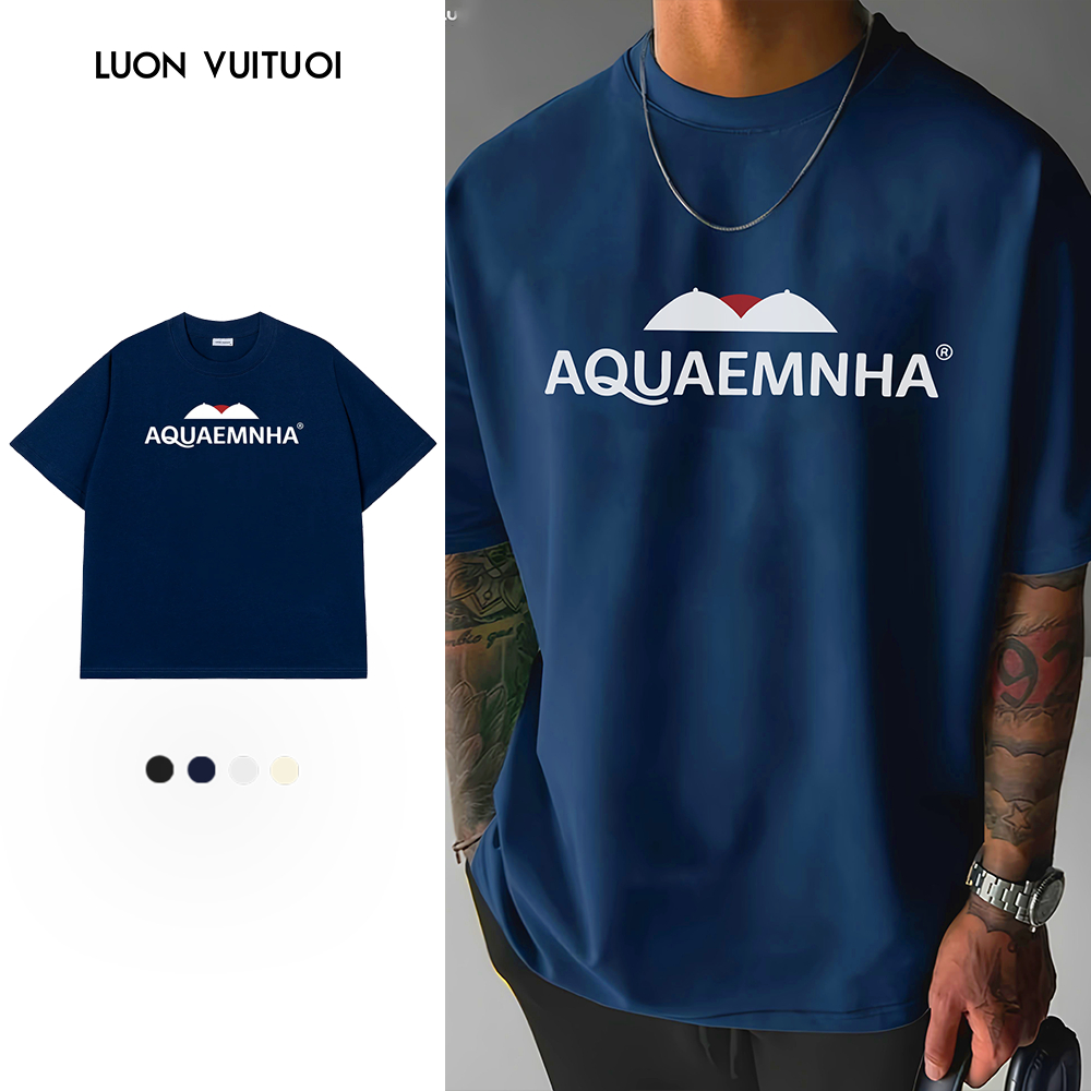 Áo Thun Vớ Vẩn Relaxed Fit Luon Vuituoi "AQUAEMNHA" anh qua em nha - Luôn Vui Tươi