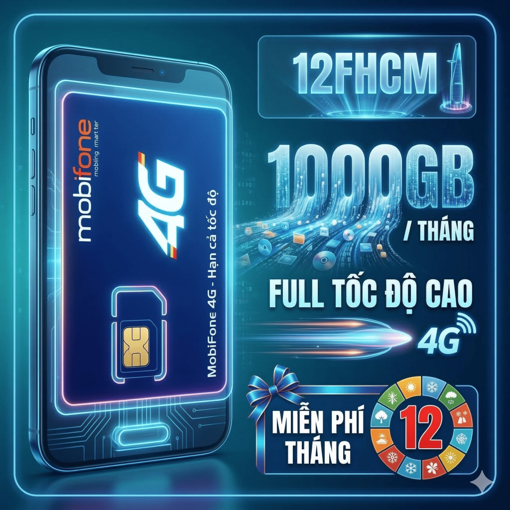 Sim Miễn Phí 500GB/Tháng 1000GB Tốc Độ Cao mdt250A 12fd50 12fhn 12fhcm 12MDT150 MDT350 12MDT50 Esim 