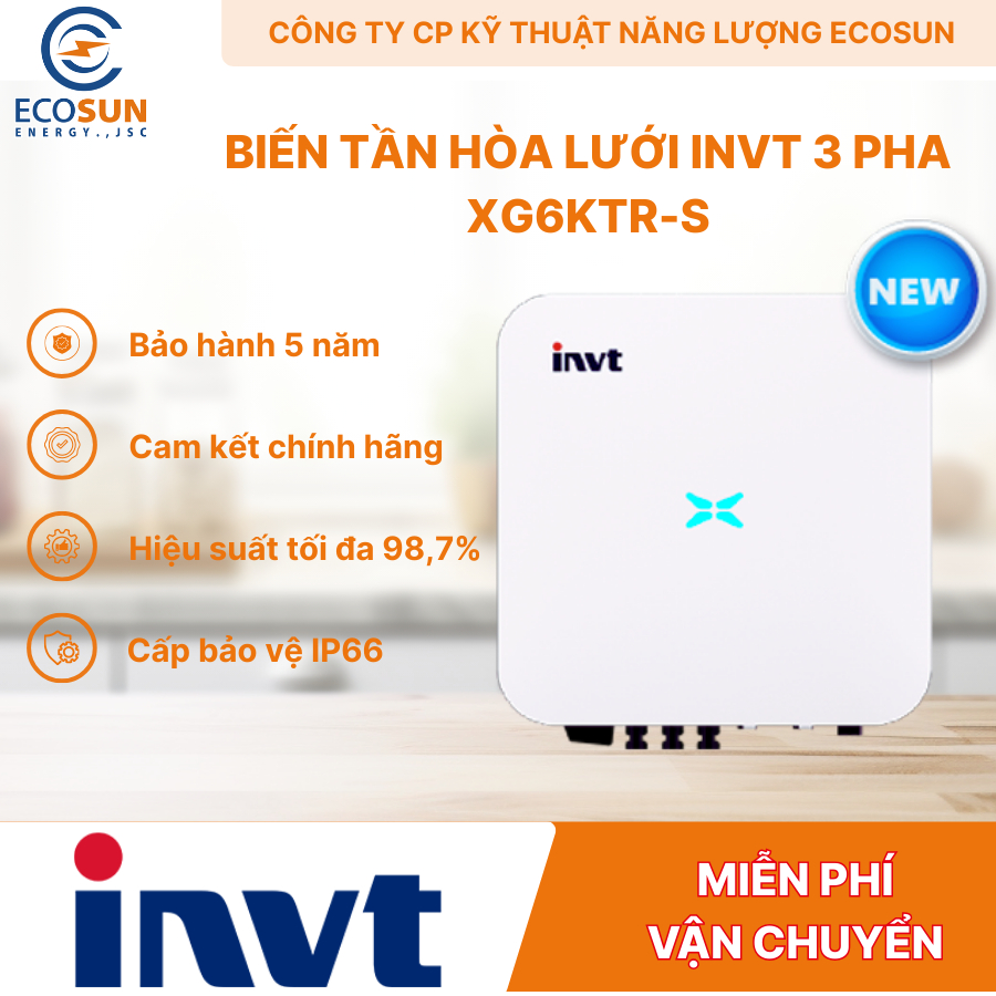 Biến Tần Hòa Lưới INVT 6KW  3 Pha , Biến Tần Hybrid 6KW Cho Hệ Điện Mặt Trời Chính Hãng