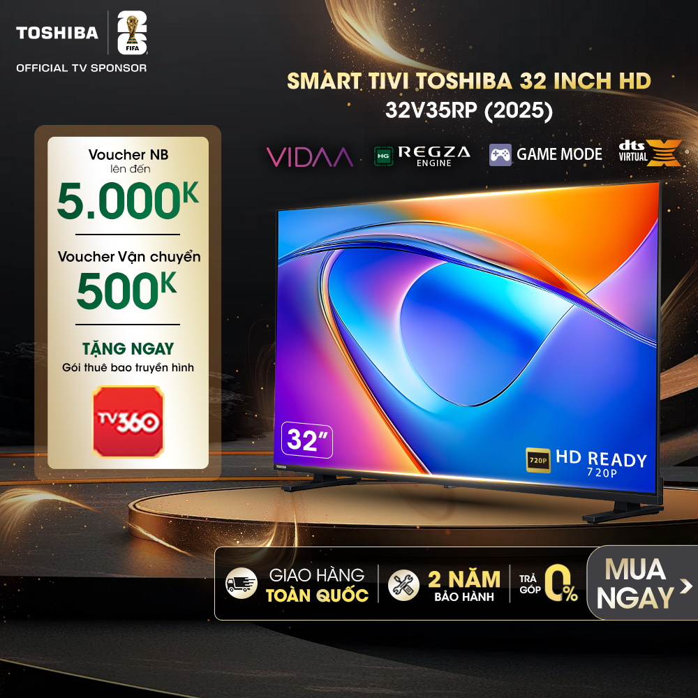 Smart Tivi Toshiba 32 inch HD 32V35RP, Giao Hàng Toàn Quốc, Bảo Hành 24 Tháng