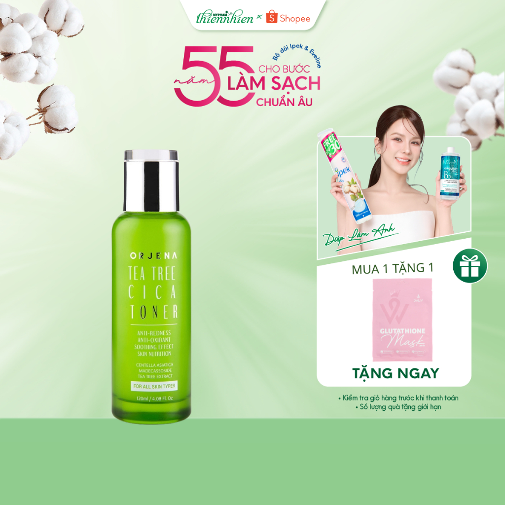 Nước Hoa Hồng (Toner)  Orjena 120ml Chiết Xuất Tràm Trà & Rau Má – Làm Dịu, Cấp Ẩm, Se Khít Lỗ Chân 