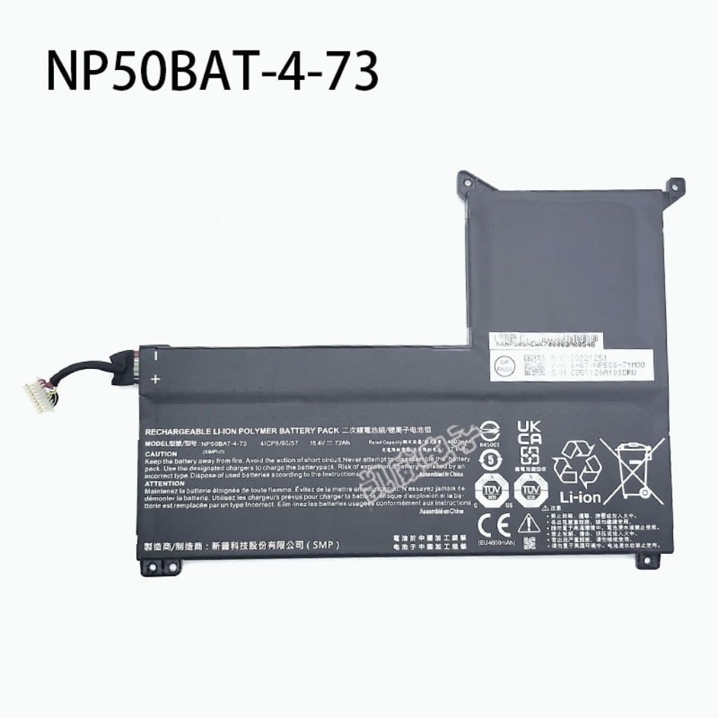 NP50BAT-4-73 Laptop Battery 73Wh 4730mAh 4-Cell 15.4V Compatible with HASEE TX8R7 TX8R9 TX9R7 TX9R9 