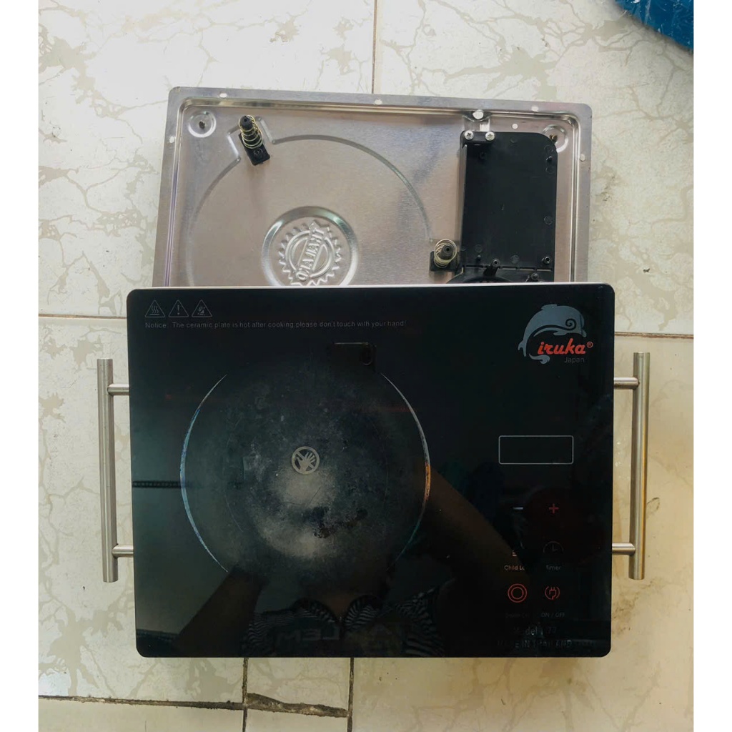 Bộ vỏ+ mặt kính bếp HN Iruka I-77 khung nhôm ( hàng tháo bếp, đã qua sử dụng)