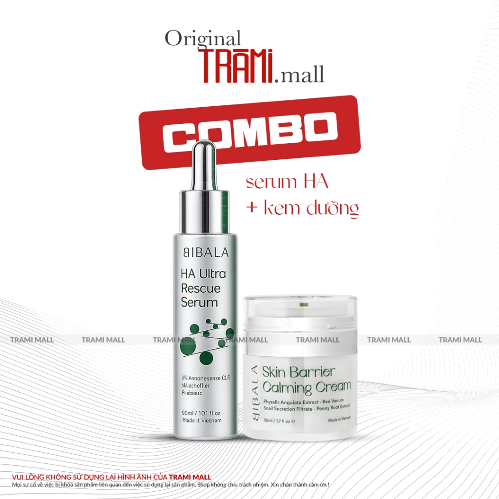 [COMBO] Serum Bibala HA Ultra Rescue + Kem Dưỡng Phục Hồi Bibala, Bộ Đôi Cấp Ẩm & Hỗ Trợ Phục Hồi Da