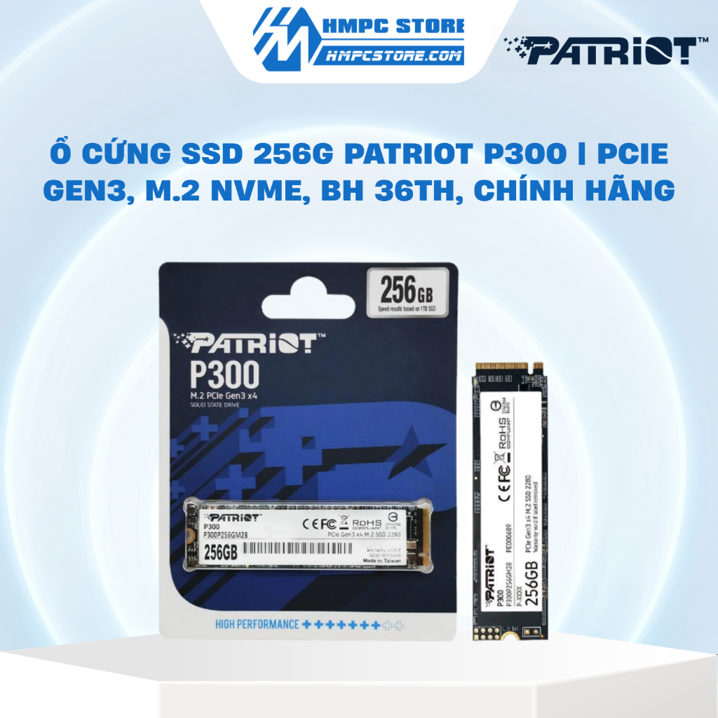[ CAM KẾT ĐỔI MỚI ] Ổ Cứng SSD 256G Patriot P300 | PCIe Gen3, M.2 NVMe, New BH 36th, Chính hãng