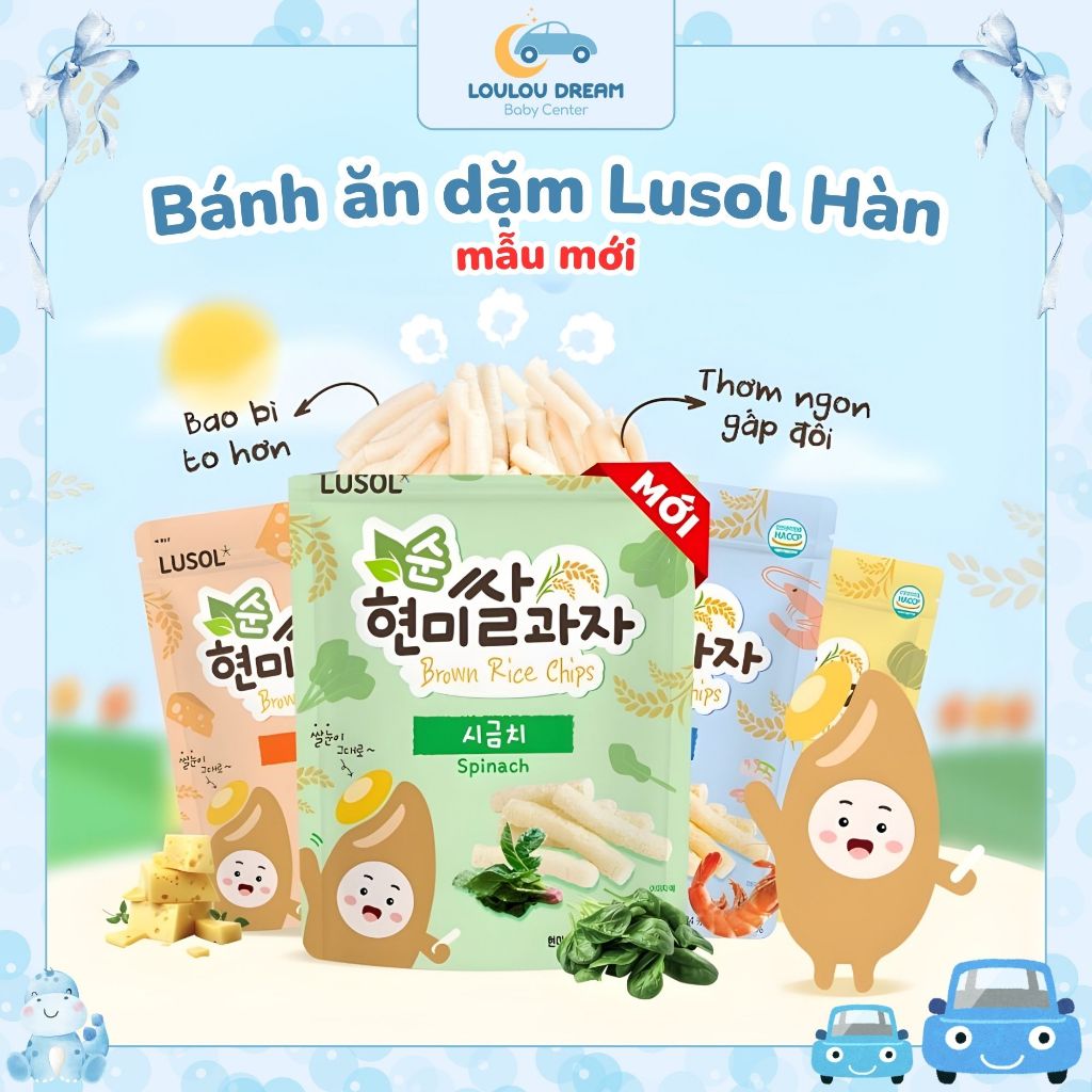 Bánh ăn dặm gạo lứt bổ sung lợi khuẩn Lusol Hàn Quốc cho bé từ 6 tháng tuổi
