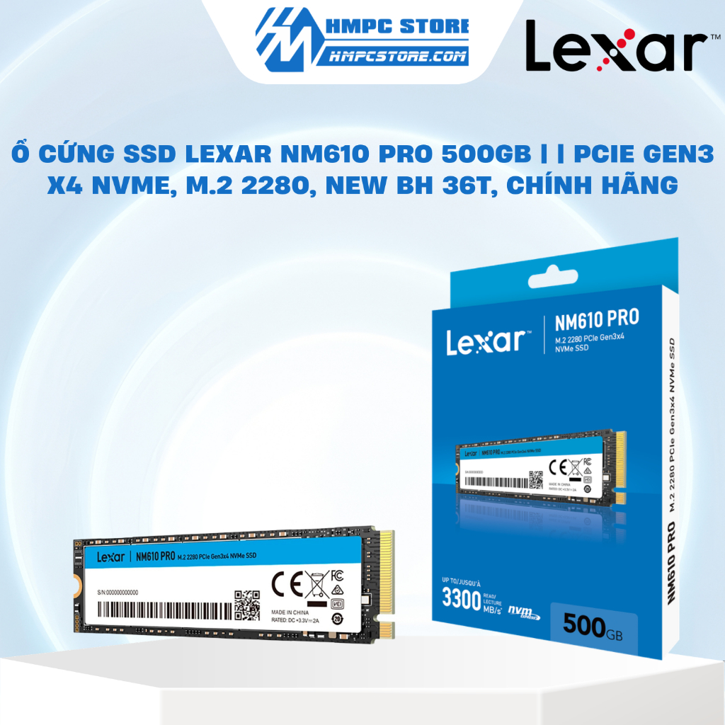 [ CAM KẾT ĐỔI MỚI ] Ổ cứng SSD Lexar NM610 Pro 500GB | | PCIe Gen3 x4 NVMe, M.2 2280, New BH 36T, Ch