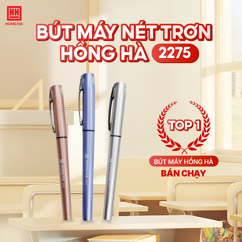 Bút máy nét trơn Hồng Hà 2275 chính hãng dành cho học sinh mới sử dụng bút máy, bút máy cho học sinh Tiểu học