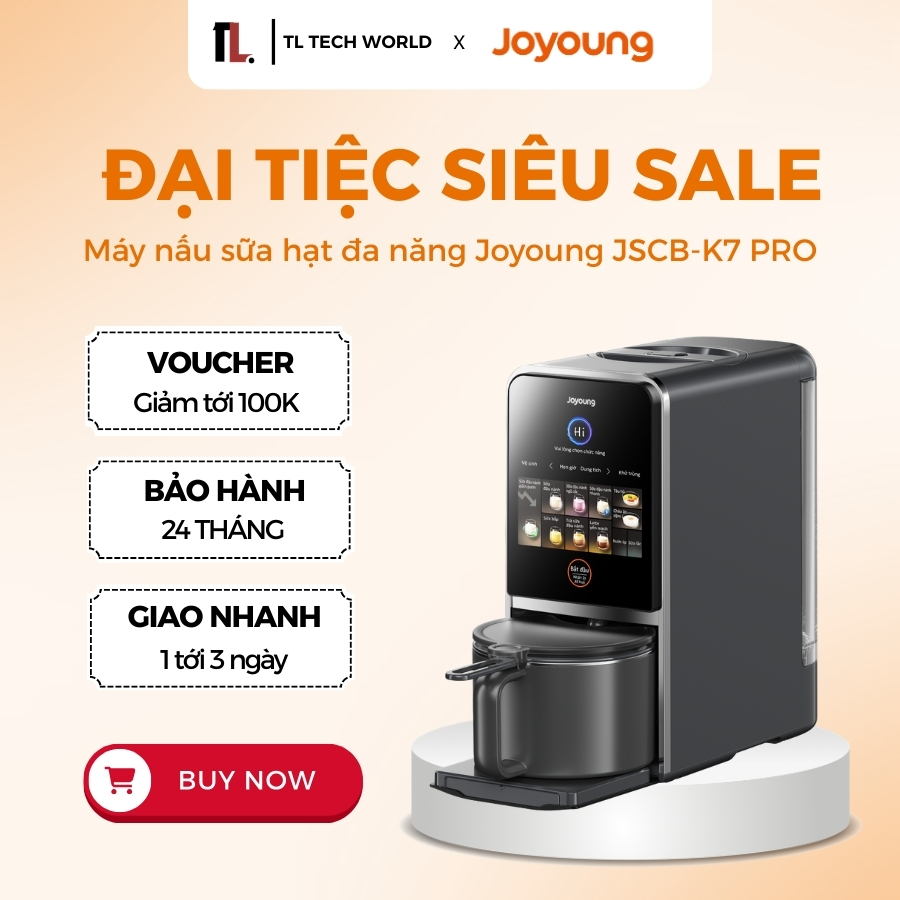 Máy Nấu Sữa Hạt Đa Năng Joyoung JSCB-K7 Pro- Làm Sạch Tự Động, Giảm Ồn - BH 24 Tháng - TL Tech World