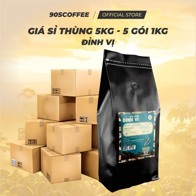 [THÙNG 5 GÓI 1KG] Cà Phê Đỉnh Vị Rang Mộc Nguyên Chất - Đắng Dịu, Hậu Vị Sâu, Lưu Hương Trên 3 Tiếng