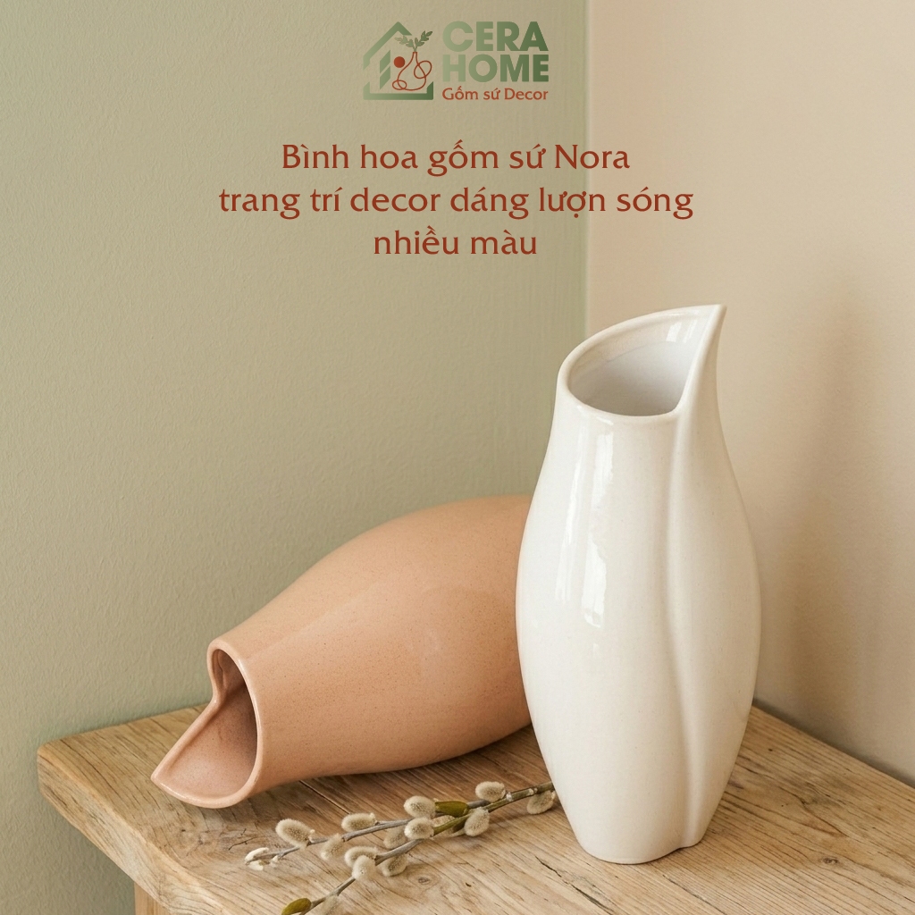 Bình Hoa Gốm Sứ Nora Dáng Đu Đủ Thiết Kế Độc Đáo – Lọ Hoa Men Cao Cấp, Đa Dạng Màu Sắc Trang Trí Phò