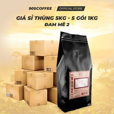 [THÙNG 5 GÓI 1KG] Cà Phê Đam Mê 2 Rang Mộc Nguyên Chất - Đắng Dịu, Hậu Ngọt, Thơm Nồng
