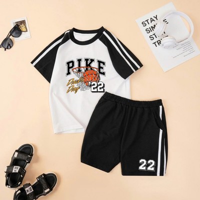 Đồ bộ bé trai, bé gái phối viền hình PIKE - Quần áo cho bé chất liệu thun cotton - Loza Kids BF609