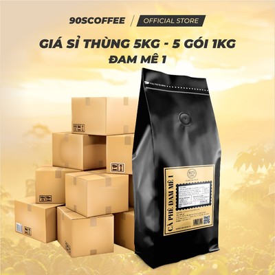 [THÙNG 5 GÓI 1KG] Cà Phê Đam Mê 1 Rang Mộc Nguyên Chất - Đắng Đậm, Thơm Nồng, Không Chua