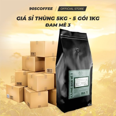 [THÙNG 5 GÓI 1KG] Cà Phê Đam Mê 3 Rang Mộc Nguyên Chất - Pha Phin Truyền Thống, Đắng Đậm, Thơm Nồng