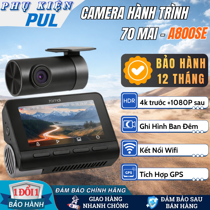 Camera Hành Trình 70mai A800SE, GPS, ADAS, Wifi, Camera Ô Tô Ghi Hình Trước Sau, Giám Sát Đỗ Xe 24h