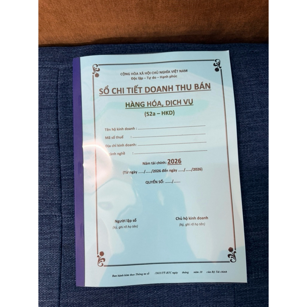S2A-Sổ ghi chép doanh thu,(400trang), A4, in 2 mặt, giấy fort trắng dày dặn