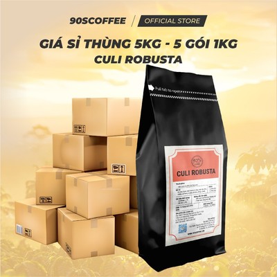 [THÙNG 5 GÓI 1KG] Cà Phê Culi Robusta 100% Rang Mộc Nguyên Chất - Đắng Mạnh, Hậu Vị Sâu, Thơm Nồng