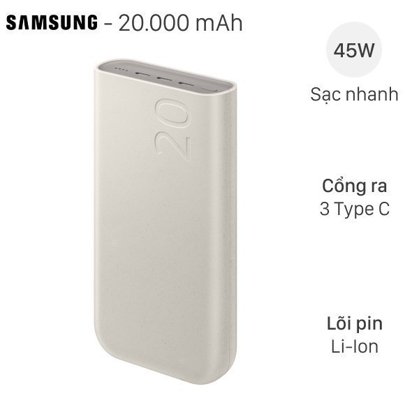 Thanh lý SDP 20000mAh Type C PD 45W Samsung EB-P4520 ( Like New )
