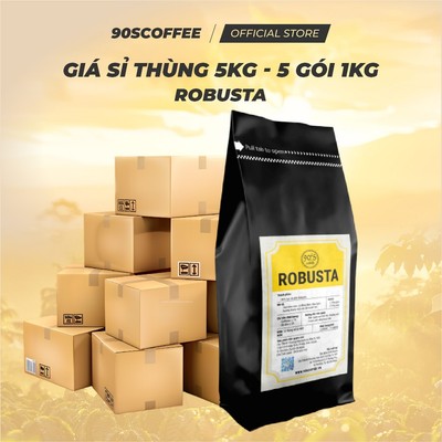 [THÙNG 5 GÓI 1KG] Cà Phê Robusta 100% Rang Mộc Nguyên Chất - Gu Truyền Thống, Đậm Vị, Thơm Nồng