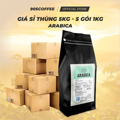[THÙNG 5 GÓI 1KG] Cà Phê Arabica 100% Rang Mộc Nguyên Chất - Chua Thanh, Đắng Nhẹ, Hậu Ngọt, Thơm Dịu