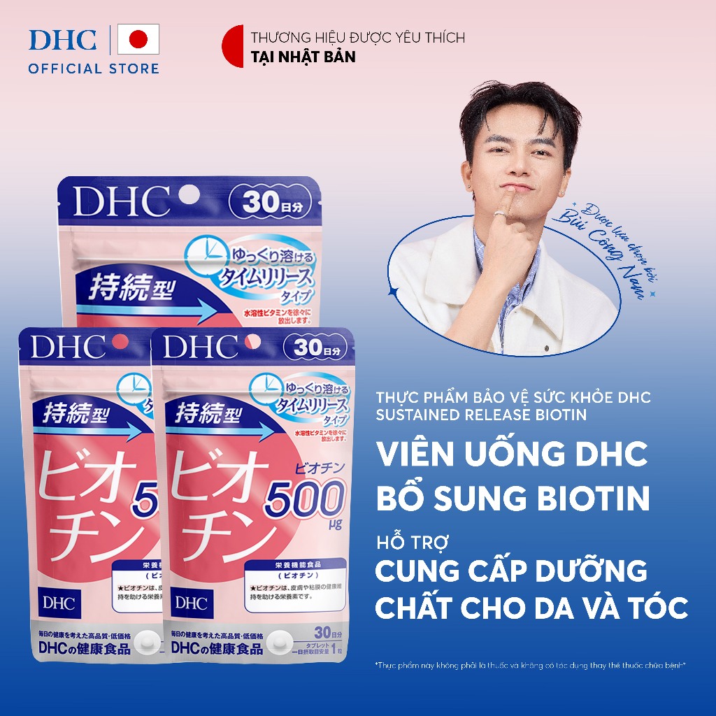 Combo Viên uống DHC Biotin hỗ trợ cho da và tóc (30 Ngàyx3) - TPBVSK DHC Sustained Release Biotin