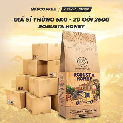 [THÙNG 20 GÓI 250G] Cà Phê Robusta Honey 100% Rang Mộc Nguyên Chất - Ngọt Dịu, Hương Trái Cây
