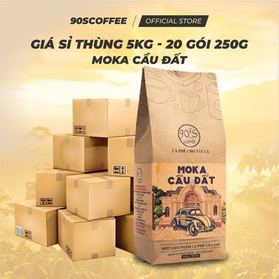 [THÙNG 20 GÓI 250G] Cà Phê Moka Cầu Đất 100% Rang Mộc Nguyên Chất - Chua Thanh, Hậu Ngọt, Thơm Dịu