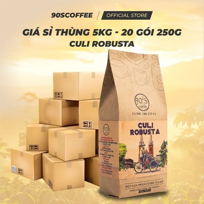 [THÙNG 20 GÓI 250G] Cà Phê Culi Robusta 100% Rang Mộc Nguyên Chất - Đắng Mạnh, Hậu Vị Sâu, Thơm Nồng