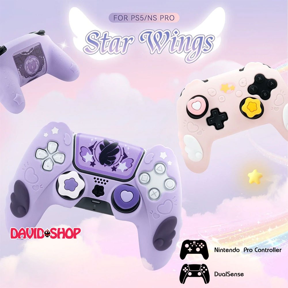 Bọc case silicon + núm bọc analog + skin dán Chân Mèo (GeekShare) - tay cầm PS5 (DualSense) / Ninten