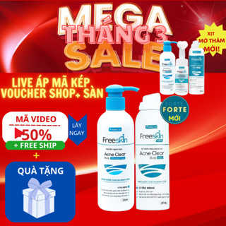 Combo Xịt Mụn Lưng Freeskin Kèm Gel Tắm Giảm Mụn Cơ thể, Sáng Da Cải Thiện Thâm Sau Mụn Và Viêm Nang Lông Shop Hello Sun