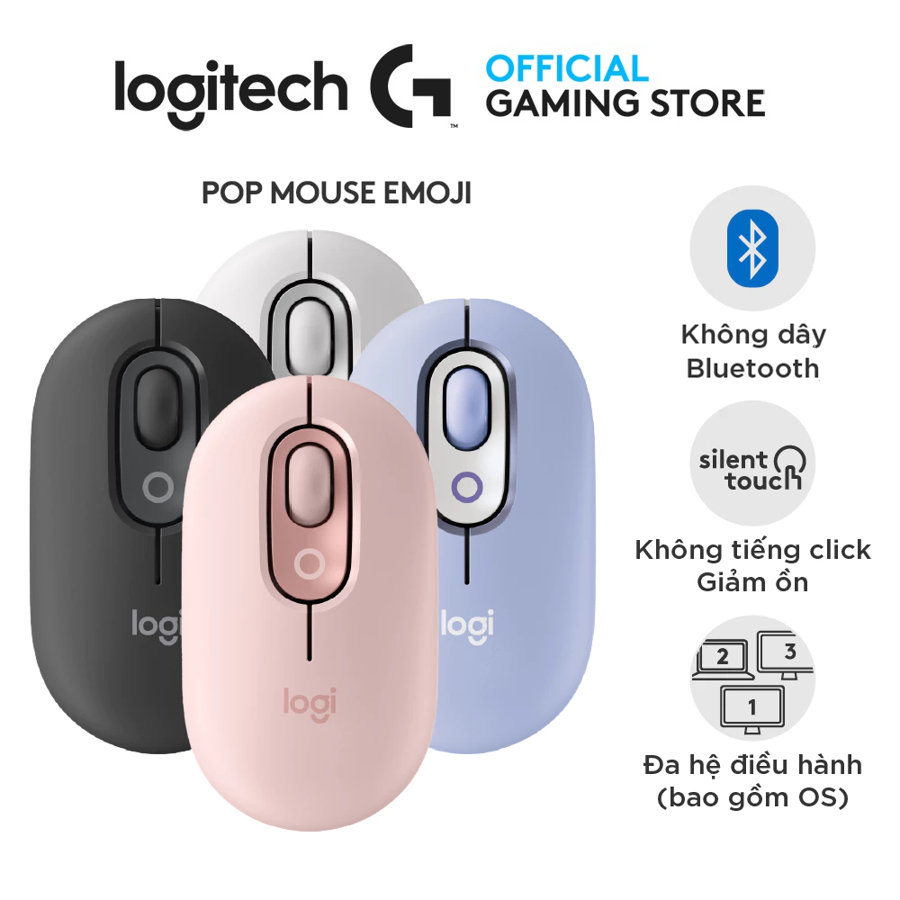 Logitech POP Bluetooth Mouse With Emoji - Connect up to 3 Devices, SilentTouch Technology
