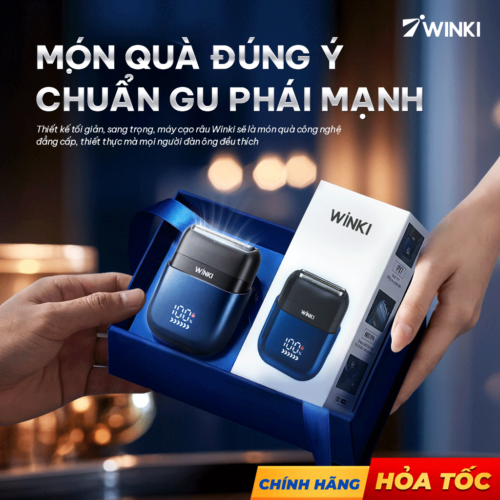 Set quà tặng bạn trai máy cạo râu cao cấp Winki chính hãng full hộp, dùng làm quà sinh nhật sang trọng