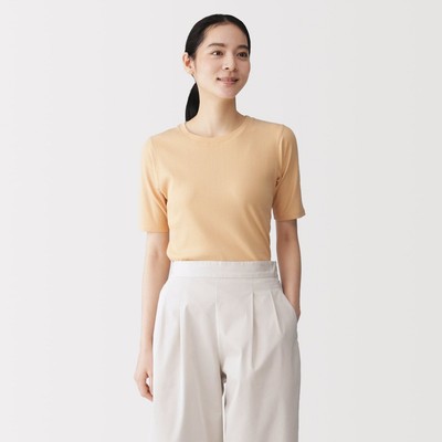 [26SS] MUJI Áo Thun Tay Lửng Cổ Tròn Vải Lyocell Pha