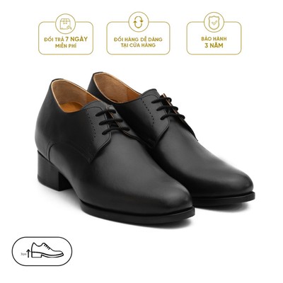 Giày Tây Derby Cao Cấp Công Sở Tăng chiều cao 7cm - TCC12 - Da Bò Cao Cấp - Thương hiệu Be Classy