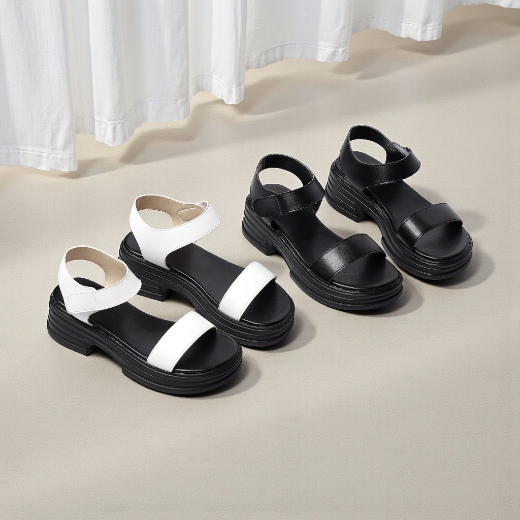 Giày Sandal Nữ Đế Xuồng 5cm Quai Ngang Pixie H426
