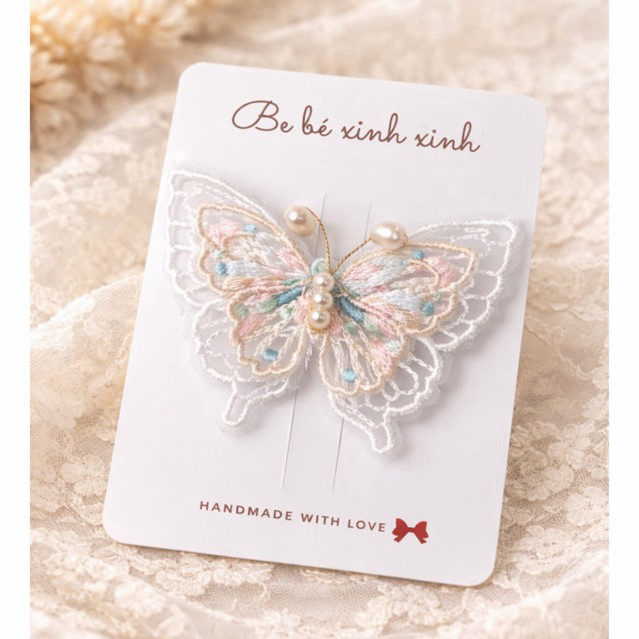 Be bé xinh xinh • [KEP206] Kẹp tóc bướm ren Sweet Princess cho bé handmade by Bebexinhxinh