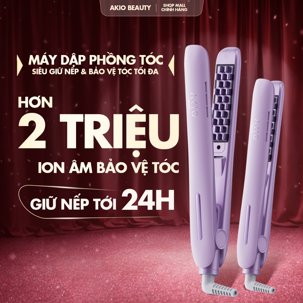 Máy dập phồng chân tóc AKIO Beauty dập xù 4 mức nhiệt phủ x2 ceramic không gây hư tổn tóc