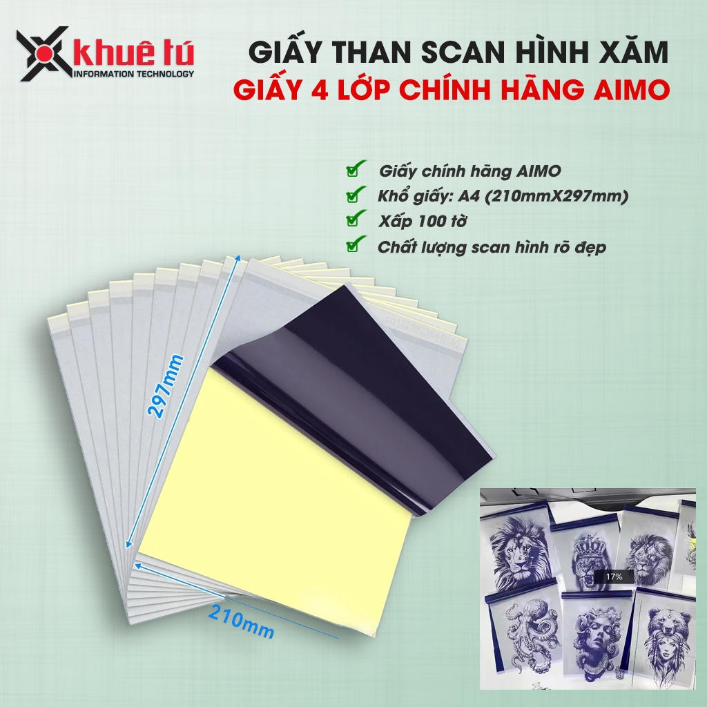 Xấp Giấy Than Scan Hình Xăm (Tattoo) TATOM08F - giấy scan 4 lớp - Dùng cho máy in M08F [GIẤY CHÍNH H