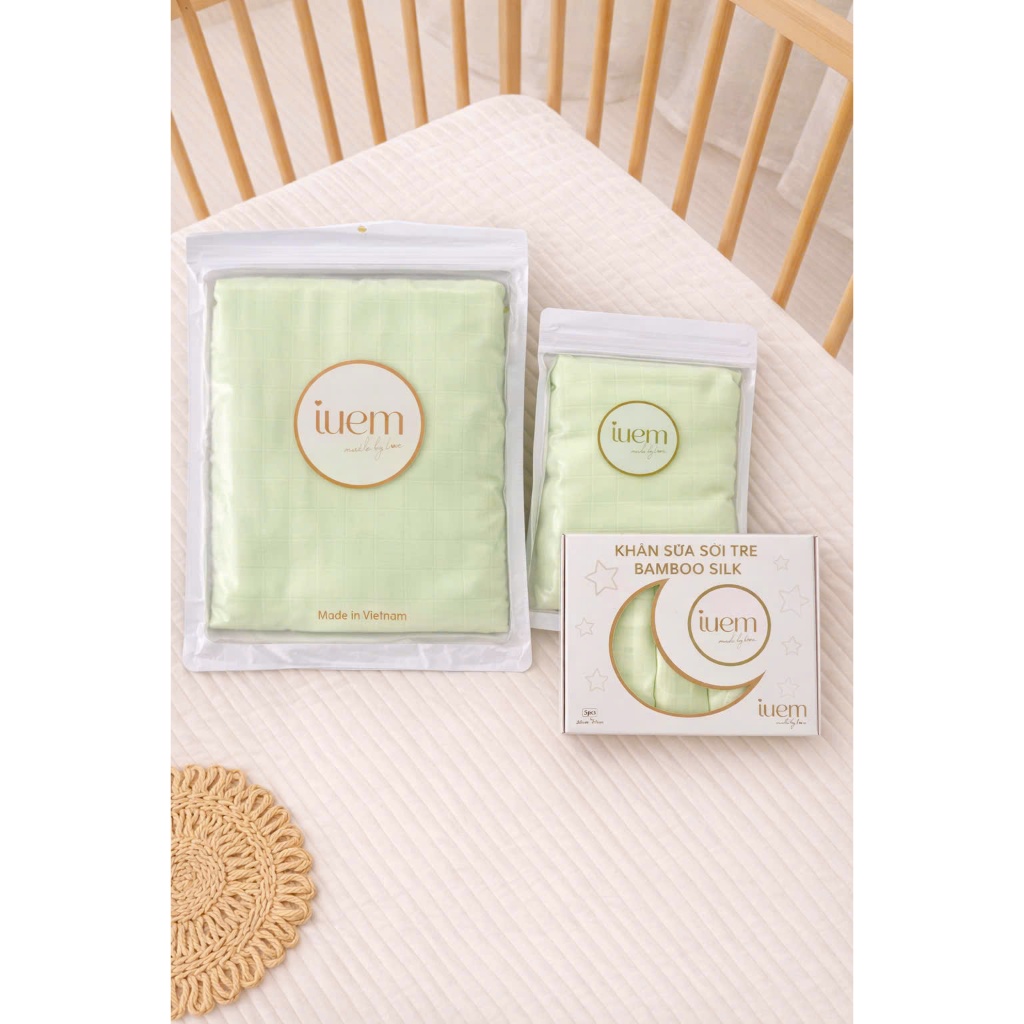 [COMBO] Bộ Khăn Tắm 4 Lớp, 2 lớp & Khăn Sữa IUEM Sợi Tre Bamboo Cao Cấp Cho Bé Sơ Sinh - Cocoro Việt