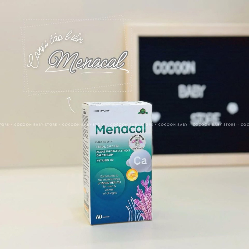 [Chính Hãng] Canxi Tự Nhiên Từ Tảo Menacal Hộp 60 Viên Cho Bà Bầu