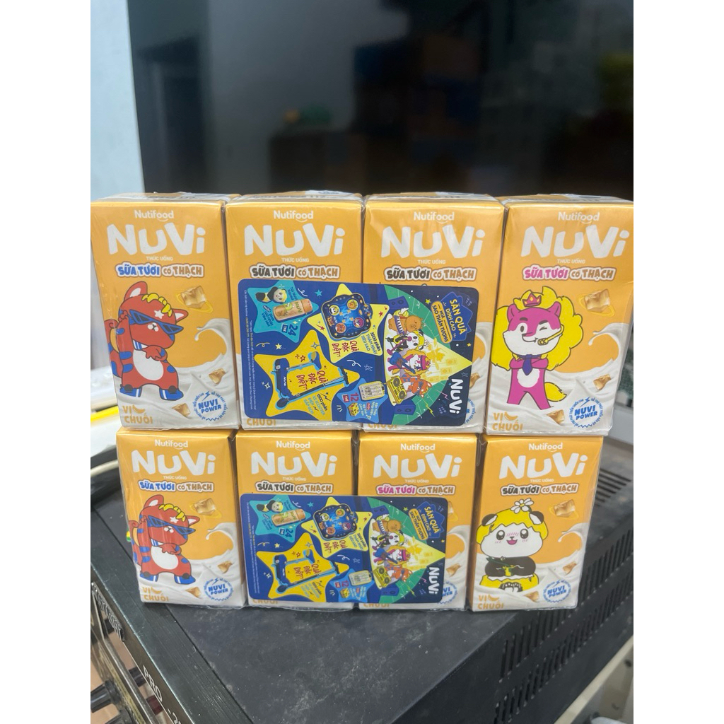 THÙNG 48 hộp 100ml Nuvi sữa  ngon thạch giòn vị chuối