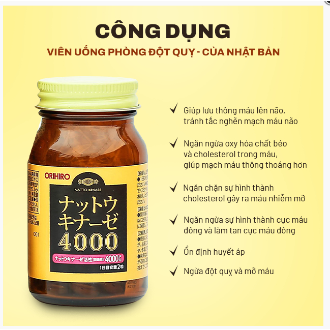 Hàng cty chính hãng - Viên Uống Phòng Đột Quỵ Tai Biến giảm nguy cơ hình thành huyết khối Orihiro Na