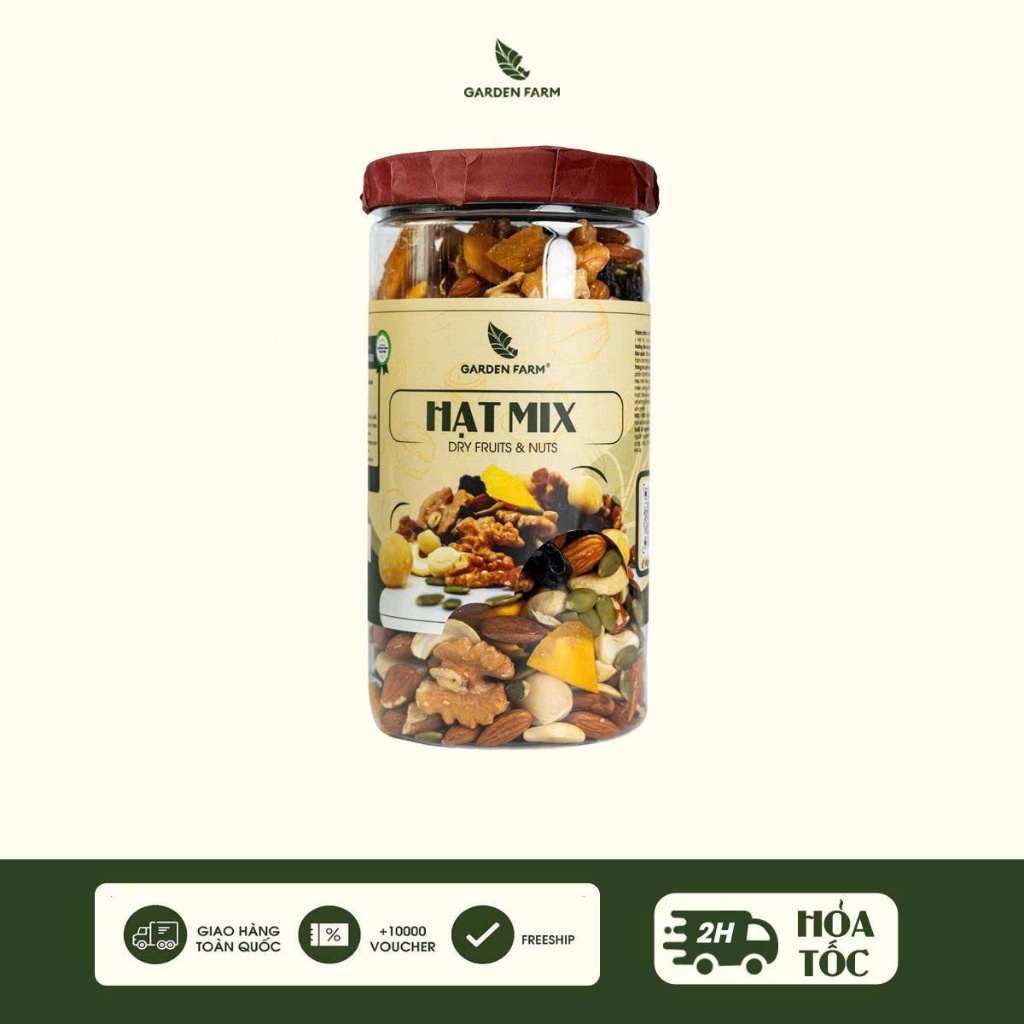 Granola siêu hạt mix các loại hạt cao cấp  Garden Farm 500g Garden Farm Ăn sáng ngũ cốc